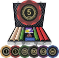 Clay Poker Set with Numbered Chips 500-pcs for Card Board Game, 14g Weight with Playing Cards for Texas Hold'em, Blackjack Gambling, Late Night Poker Games