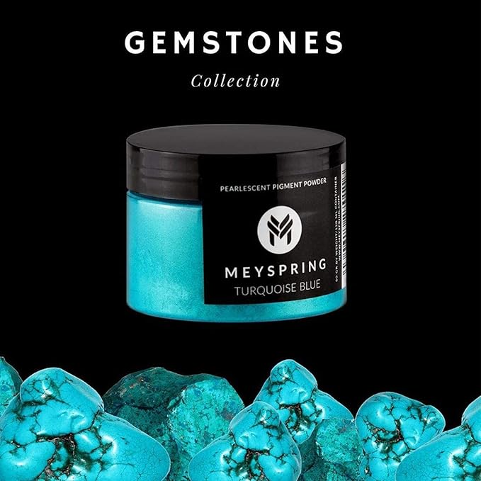 MEYSPRING Turquoise Blue Mica Powder - 50g - Epoxy Resin Color Pigment - Teal Mica Powder for Resin Ocean Art, River Tables, Woodworking - Cosmetic Grade