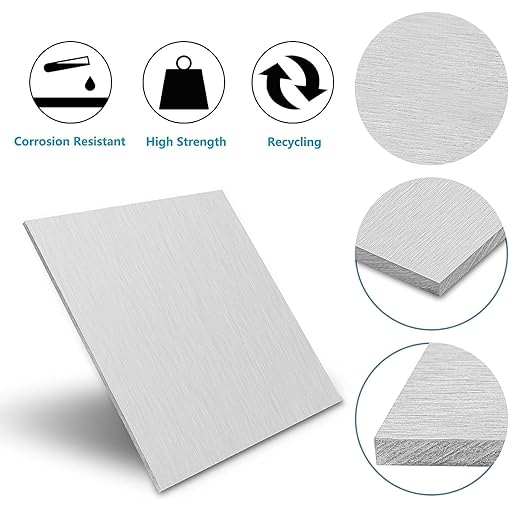 6061 Aluminum Sheet Plate, 8" x 16" x 1/4" Thickness Heavy Duty Aluminum Sheets Plates with Protective Film, Rectangle Aluminum Plate Solid Metal Sheet Plate for DIY Projects Base Plate