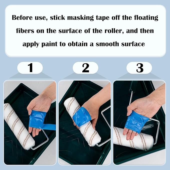 Mister Rui 9 Inch Microfiber Roller Covers, 3/8" Nap, 5 Pack, Paint Rollers for Painting, Roller Sleeves for Walls & Ceilings, Reusable Paint Rollers for Smooth Finish