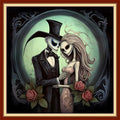 Dooxvey Cross Stitch Kits for Adult Beginners - Full Range of Stamped Kits, Needlepoint & Embroidery Kits - 11CT Cross Stitch Patterns - Skeleton Couple - 18x18 inch