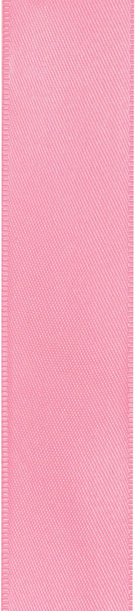 LIUYAXI Pink Stain Ribbon, 5/8" X Continuous 50 Yards, Double Faced Fabric Ribbon Perfect for Gift Wrapping Wedding Birthday Party Christmas Hair Floral Craft Baby Shower
