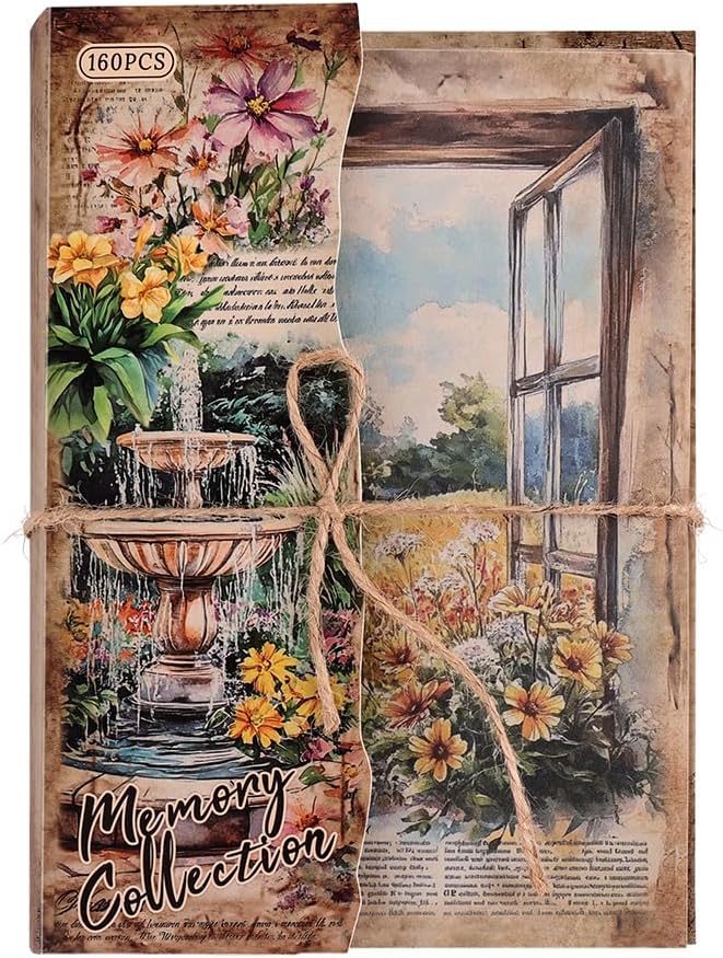 icceemee 160 Sheets Vintage Retro Scrapbook Paper, Junk Journaling Supplies Kit for Bullet Journals, Collage Art, Poster & Room Decor, Card Making, Gift Wrapping