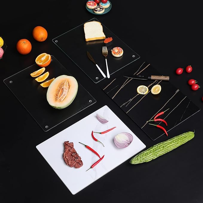 Murrey Home Glass Cutting Board for Kitchen Counter, Tempered Glass Chopping Boards Dishwasher Safe, Small Clear Countertop Tray, Scratch Resistant, Heat Resistant, Non Toxic, Frosted, 16"x12"