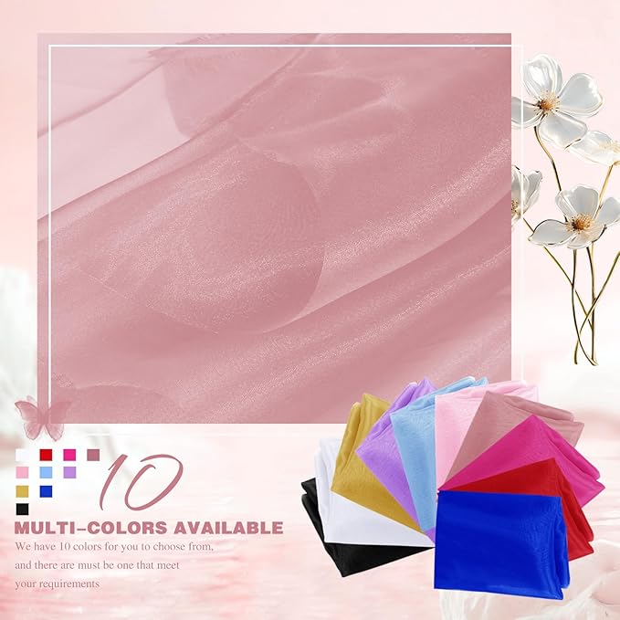 VACVELT Sheer Organza Fabric by The Yard, 60 Inch Wide Rose Gold Organza Fabric Bolt Bridal Sheer Tulle Fabric, Silk Organza Fabric Roll for Wedding Party Decorations Backdrop Curtain (2 Yards)