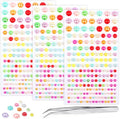Self Adhesive Face Gems and Pearls for Makeup, Festival Jewels, Hair Gems Pearls, 3/4/5/6/8 mm Round Rhinestone Stickers for Face, Eye, Makeup, Body, Crafts 591Pcs (02_Color Pearl)