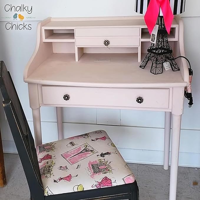 Chalky Chicks All-in-One Chalk Paint for Furniture or Cabinet - 32 Fl Oz - Matte Finish Paris Pink for Metal, Wood Furniture Paint - No Sanding All-in-One for Home Decor & Crafts, USA Made