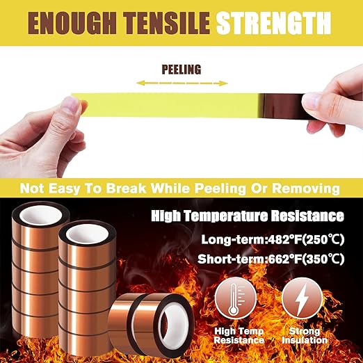 12 Rolls 20mm x16m(52FT) Heat Tape High Temperature Heat Resistant Tape Heat Transfer Tape for Heat Sublimation Press Vinyl,No Residue