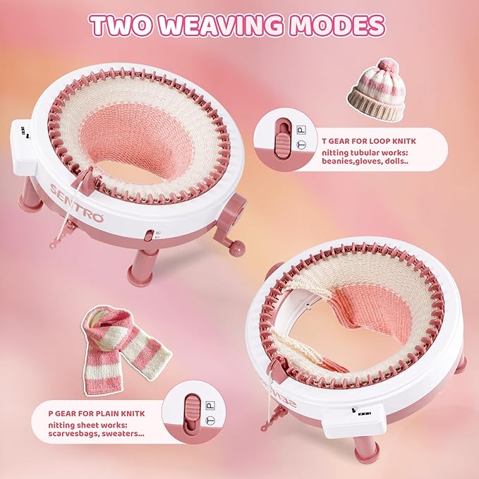BZVV Knitting Machine for SENTRO 48 Needles Smart Knitting Crochet Machine with Row Counter for Adults and Beginners, Knitting Board Rotating Double Loom, Weaving Loom Machine Kit New Year Gifts