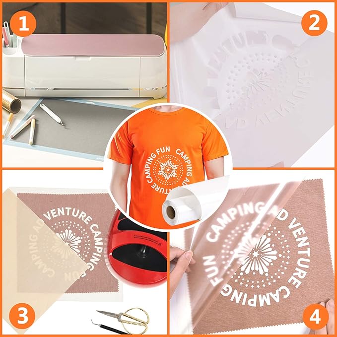 RENLITONG White HTV Iron on Vinyl 12Inch by 10ft Roll Heat Transfer Vinyl for T-Shirt HTV Rolls for All Cutter Machine - Easy to Cut & Weed for Heat Transfer Design