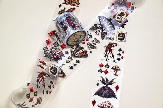 Alice’s Dark Fairies Transparent Washi Tape 4x5 cm – Decorative Scrapbooking Craft Adhesive Roll with Gothic Fairy Art, Fantasy Illustration Design for Journals, Planners, Cards & DIY Projects