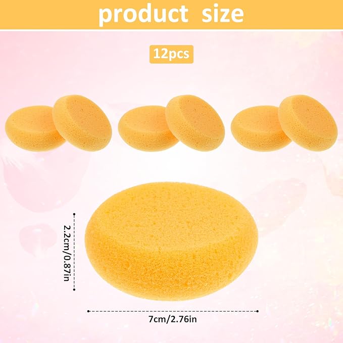 12 Pcs Round Pottery Sponges, Elasticity Clay Sponge Water Absorption Tack Sponges for Kitchen Shoes Leather Care Painting Crafts, Ceramics