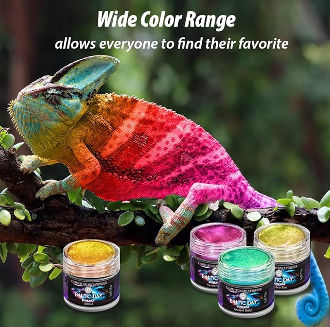 BALTIC DAY - Chameleon Mica Powder, 8 Jars of Color Shift Mica Powder Set - Epoxy Resin Color Pigment Powder - Chameleon Powder - Holographic Mica Powder - Nr2