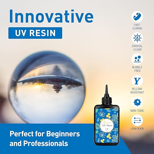 Bsrezn 100g UV Resin Hard with 8 Wooden Sticks Premixed Resina UV for Jewelry Making (100g x 1)