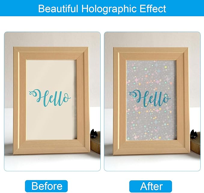 PATIKIL 11.7x8.3" Holographic Sticker Paper, 20Sheets A4 Polypropylene Self-Adhesive Transparent Waterproof Laminate Overlay Film for Photo Cards Scrapbook Decorations, Starlight