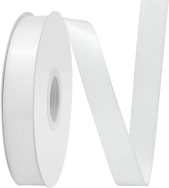 Off White Satin Ribbon 3/4" X 50 Yards Solid Color Double Faced Ribbons Perfect for Crafts Wedding Decor Bow Making Arts Sewing and More