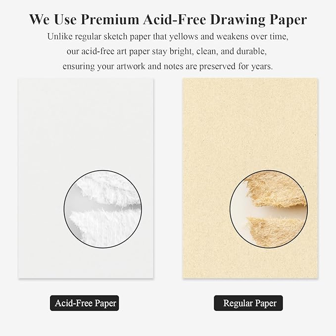 9" x 12" Sketch Book, Top Spiral Sketchbook Hardcover, 68lb (100gsm) Drawing Paper Pad & Sketch Paper, 1-Pack Sketch Pads for Drawing for Adults, Professional Art Supplies for Teens & Artist Gifts.