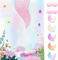ASTARON Pin The Tail on The Mermaid Game for Birthday Party, Mermaid Party Game with 24 pcs Tail Stickers Birthday Party Supplies for Wall Home Room Decorations