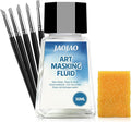 JAOJAO Watercolor Masking Fluid, Liquid Masking for Painting Watercolor Accessories with Silicone Pen Cleaning Brush Retouching and Covering for Painting and Various Art Projects Supplies,White 30ml