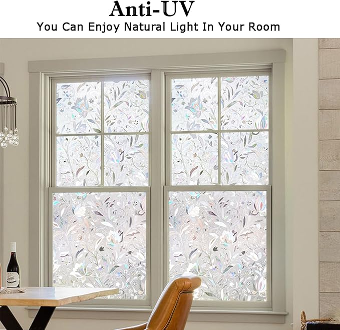 Kromapolis Window Film, Window Privacy Film, Vinyl Glass Covering, Stained Glass Decorative Film, Window Film Privacy Frosted, Static Window Clings, Non-Adhesive, No-Glue (29.5 x 78.7inch)