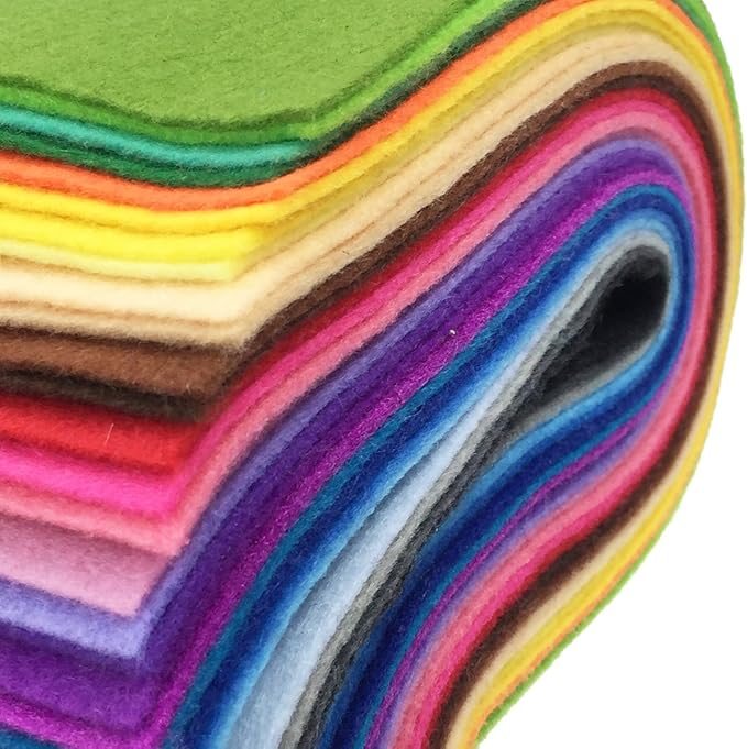 28pcs Thick 1.4mm Soft Felt Fabric Sheet Assorted Color Felt Pack DIY Craft Sewing Squares Nonwoven Patchwork (60x60cm)