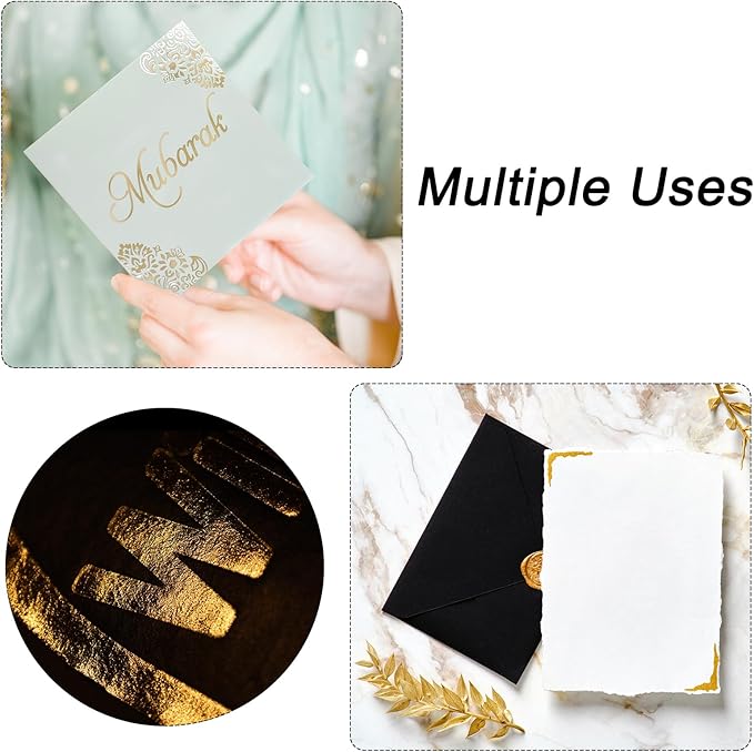 MECCANIXITY 50 Pack Toner Reactive Foil ,Deco Foil Transfer Sheets 8.5"x11" A4 Hot Foil Paper for Laser Printer Scrapbooking Heat Transfer DIY Craft,Light Golden