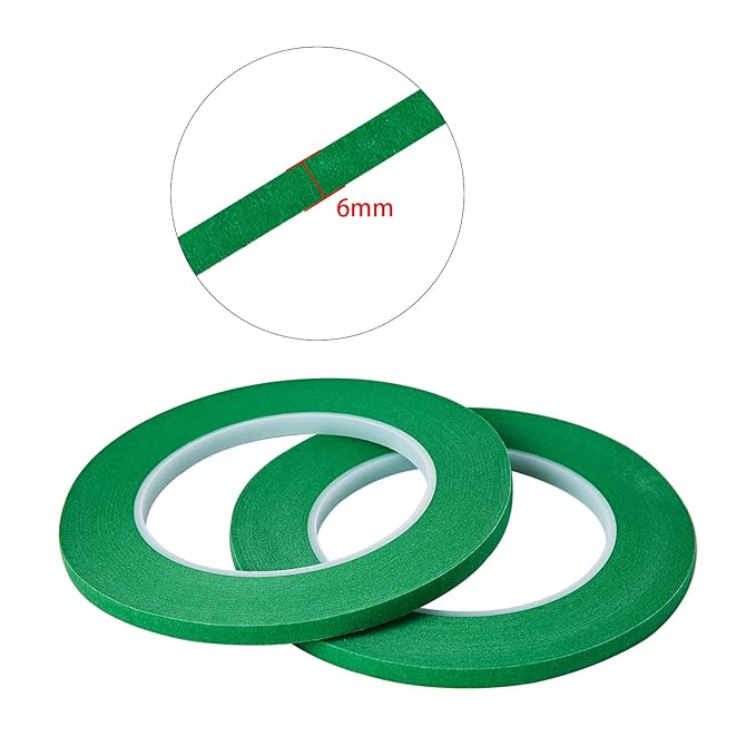 QDiShi 2 Pack 1/4" inch x 60yd Green Painters Tape Easy Removal Thin Narrow Finishing Masking Tape Painting Tape Wall Tape, No Residue and Good Adhesive (0.25 in 6MM)