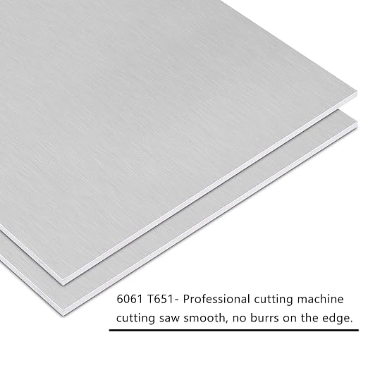 2Pack 6061 T651 Aluminum Sheet Metal 6 x 6 x 1/16 (0.06”) Inch Flat Plain Aluminum Plate Covered with Protective Film, Heat Treatable Rectangle Aluminum Metal Plate for Crafting, DIY, 1.5mm Thick