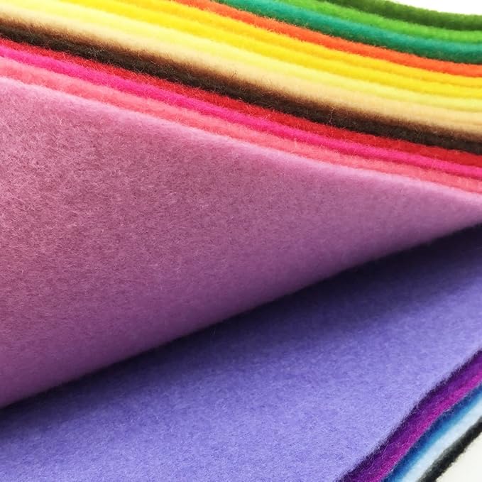 flic-flac 28pcs Large 17.8 x 17.8 inches (45cmx45cm) Acrylic Felt Soft Nonwoven Fabric DIY Craft Work Patchwork Sewing Mixed Color 1.4mm Thick