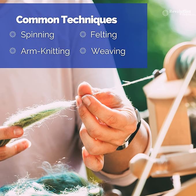 Revolution Fibers Merino Wool Roving | Premium Combed Wool Top | 22 Micron, Perfect for Felting Projects, Spinning, Wall Hangings and Tapestry (Spearmint)