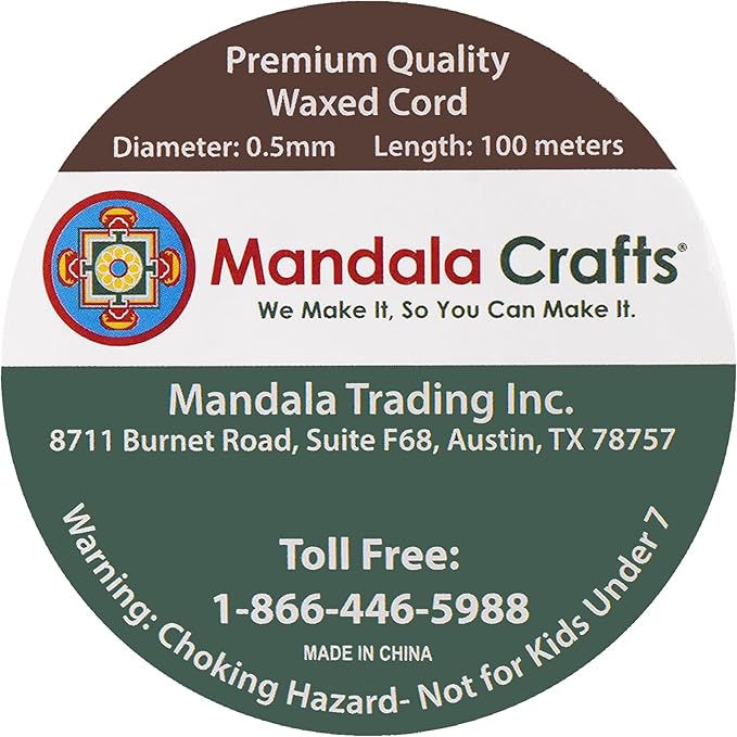 Mandala Crafts 0.5mm 109 Yards Russet Brown Cotton Waxed Cord for Jewelry Making Bracelet Cord Waxed String - Beading String Thread Jewelry Cords for Necklaces String