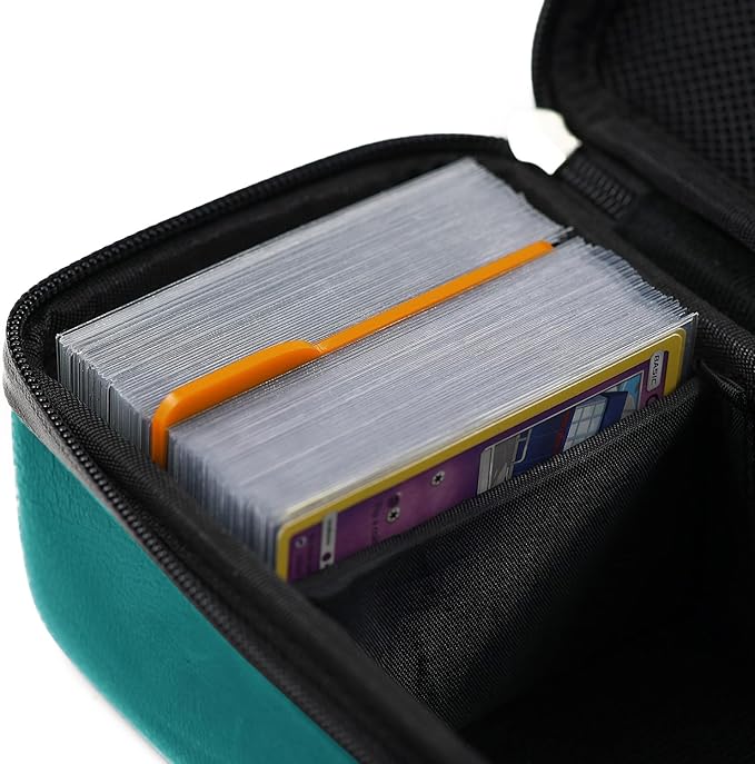 Quiver Time Teal Bolt Card Carrying Case fits Pokemon Cards and other TCG Games - Storage Bag for Playing/Trading Cards and Deck Box (Straps, Dividers & 100 Apollo Card Sleeves)