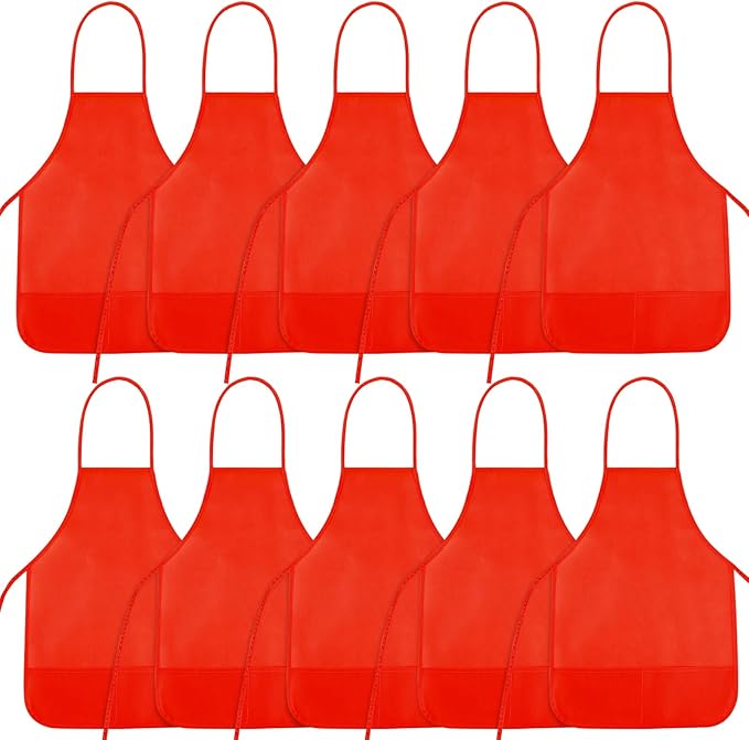 NACHLYNN 10/20/30 Pcs Kids Painting Apron Kid Art Aprons Toddler Paint Apron Smock with 2 Pockets for Cooking Painting Craft