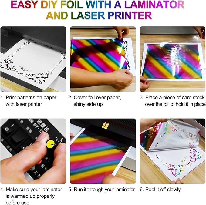 Briartw 20x29cm Hot Foil Paper 50 Sheets Pack Toner Reactive Foil Hot Stamping Foil Paper by Laser Printer and Laminator for Scrapbooking Craft Cardmaking DIY Album (Yellow Gold, 50 Sheets)