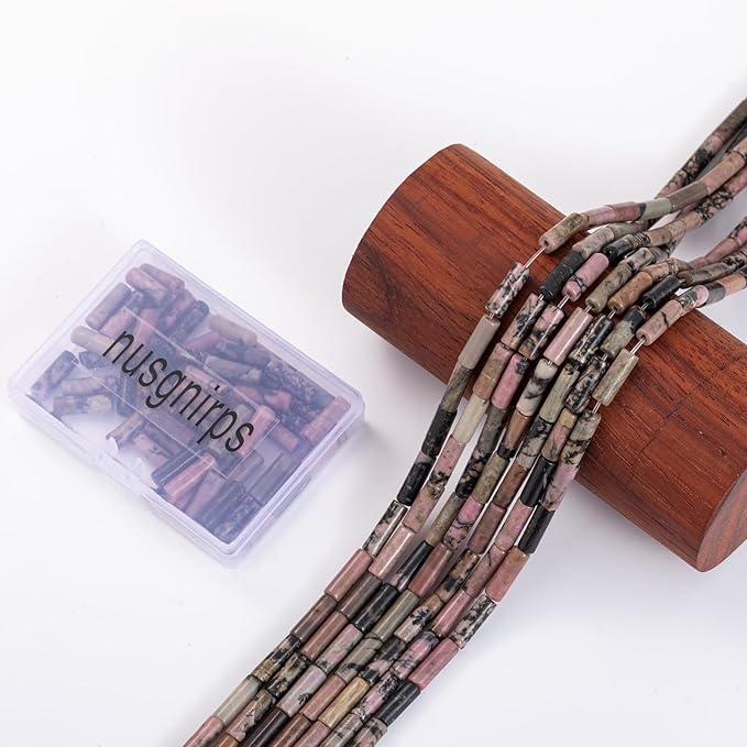 Natural Rhodochrosite Cylinder Tube Beads 4x13mm 38cm/str Loose Semi Gemstone Stone Beads for Making Bracelets Necklace Earrings