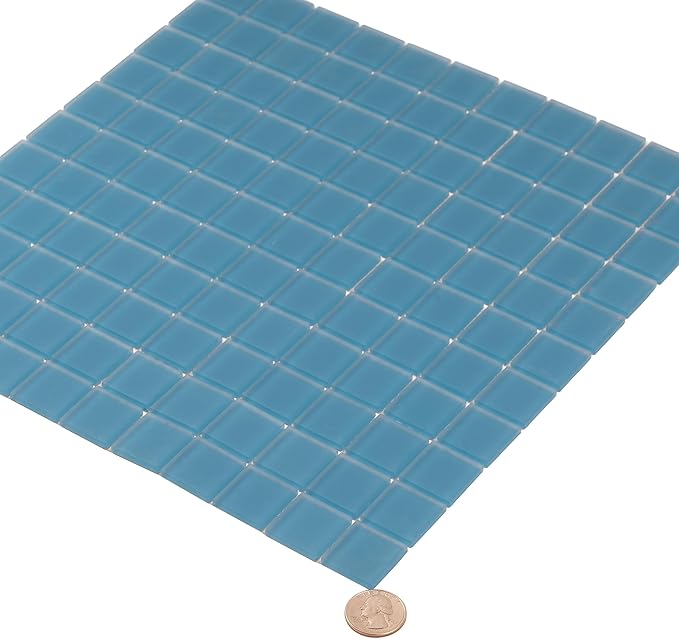 1"x1" Sky Blue Matte Finished Glass Mosaic Tile (Sample Swatch- 5"x4")