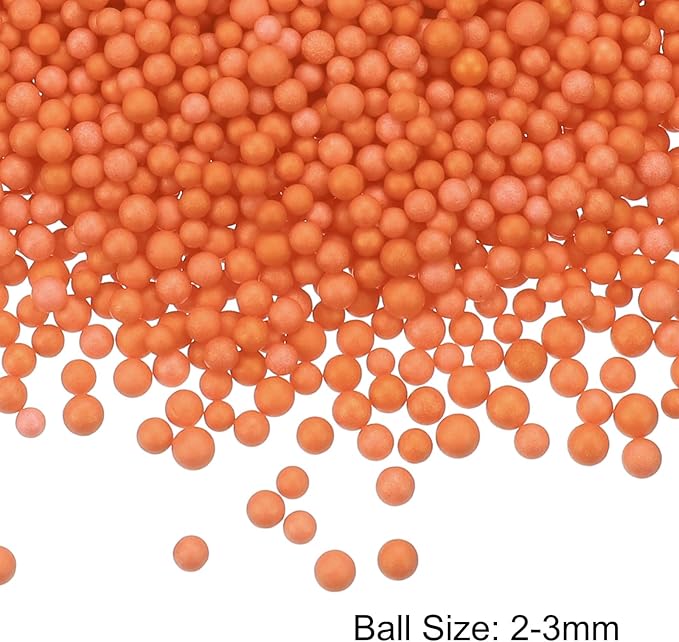 MECCANIXITY Foam Beads Foam Balls 2-3mm for Wedding and Party Decorations, Tiny Packing Balls, Arts DIY Crafts Supplies (Bright Orange,1 Pack Approx 8000pcs)