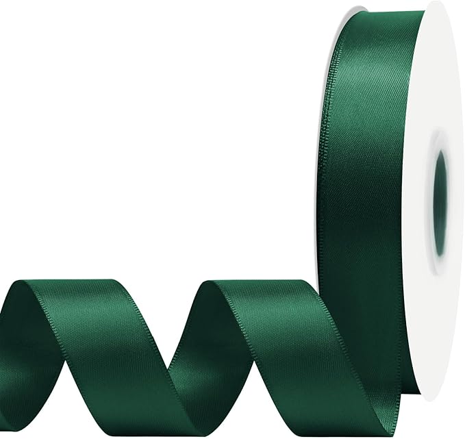 Spruce Satin Ribbon 7/8" X 50 Yards Solid Color Double Faced Ribbons Perfect for Crafts Wedding Decor Bow Making Arts Sewing and More