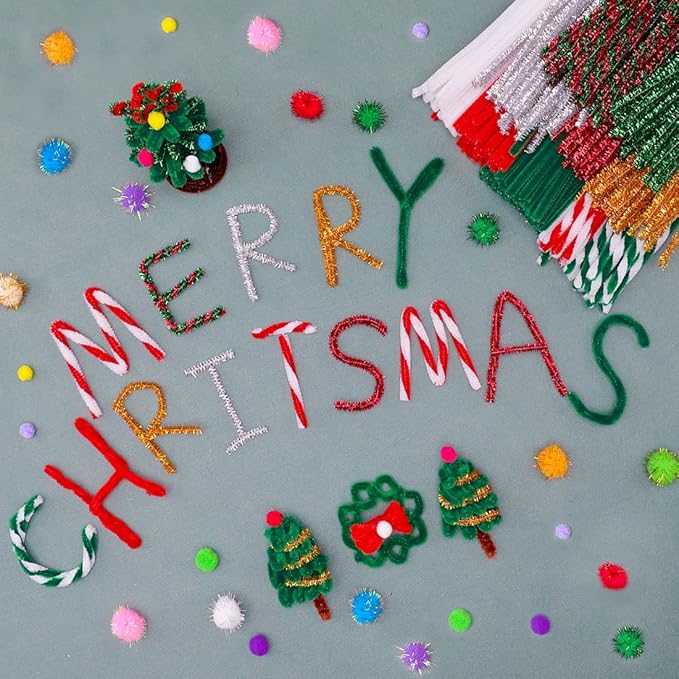 Eppingwin 200pcs Pipe Cleaners, Glitter Silver Pipe Cleaners Craft Supplies,Chenille Stems for DIY Arts Crafts Project(Glitter Silver)