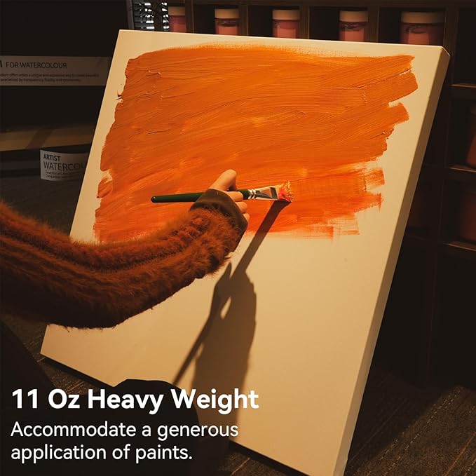 PHOENIX 24x24 Inch 2 Pack Gallery Canvas - 1.5 in Thick Large Square Canvases for Painting - Deep Edge 100% Cotton 11 Oz. Gesso Primed White Blank Professional Canvas Oil & Acrylic Paints