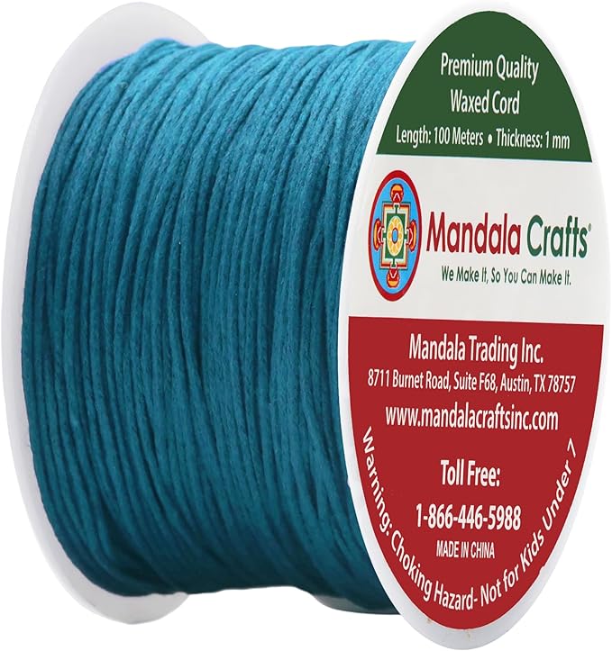 Mandala Crafts 1mm 109 Yards Dark Blue Cotton Waxed Cord for Jewelry Making Bracelet Cord Waxed String - Beading String Thread Jewelry Cords for Necklaces String