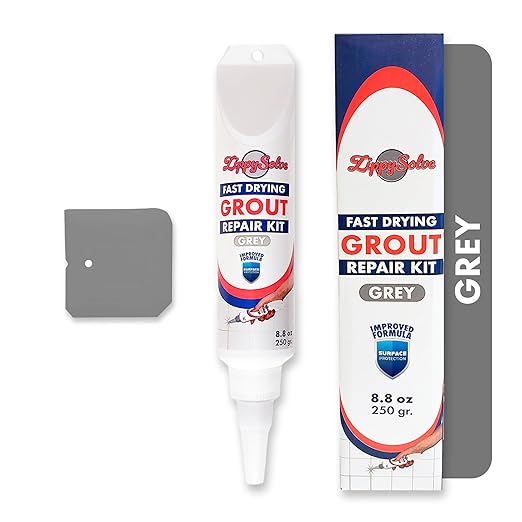 Tile Grout, Repair Kit,Restore & Renew Tile Joints Line, Fast Drying Grout Paint Squeeze Tube for Bathroom Shower Kitchen Floor, Waterproof (8.8 oz) (Grey)