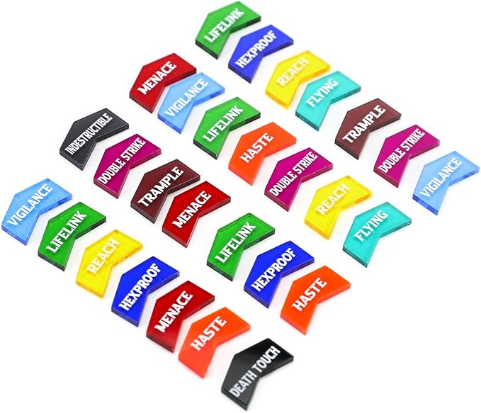 SIXPOINTS 60 Pieces MTG Keyword Counters -Set of Color Coded MTG Tokens & Box Set Compatible with Magic The Gathering, TCG, Card Games Accessories (MTG Keyword Counters)