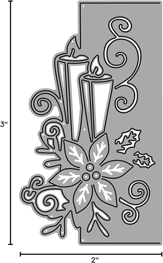 Metal Cutting Dies DIY Merry Christams Embossing Stencil Template Scrapbooking Card Making Mold Photo Album Arts Crafts Tools (Christmas Candle lace-7.6x12.9cm)