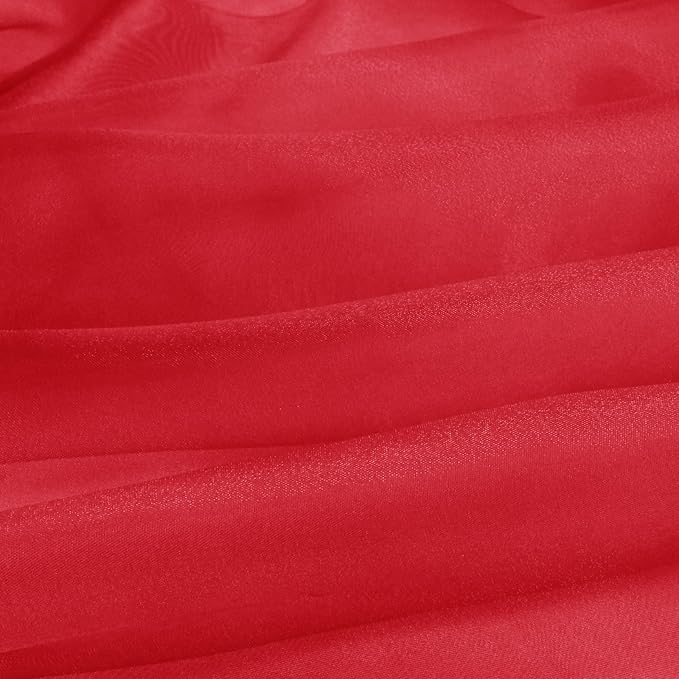 VACVELT Sheer Organza Fabric by The Yard, 60 Inch Wide Red Organza Fabric Bolt Bridal Sheer Tulle Fabric, Silk Organza Fabric Roll for Wedding Party Decorations Backdrop Curtain (10 Yards)