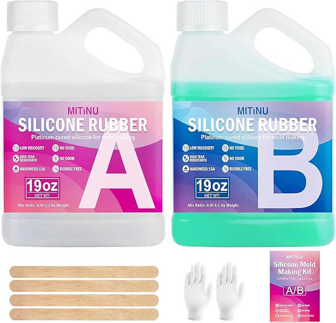 38 oz Liquid Silicone Mold Kit, 15A Rubber, 1:1 Volume Ratio, Jade Green - For Making Molds for Resin, Soap, Concrete, Wax