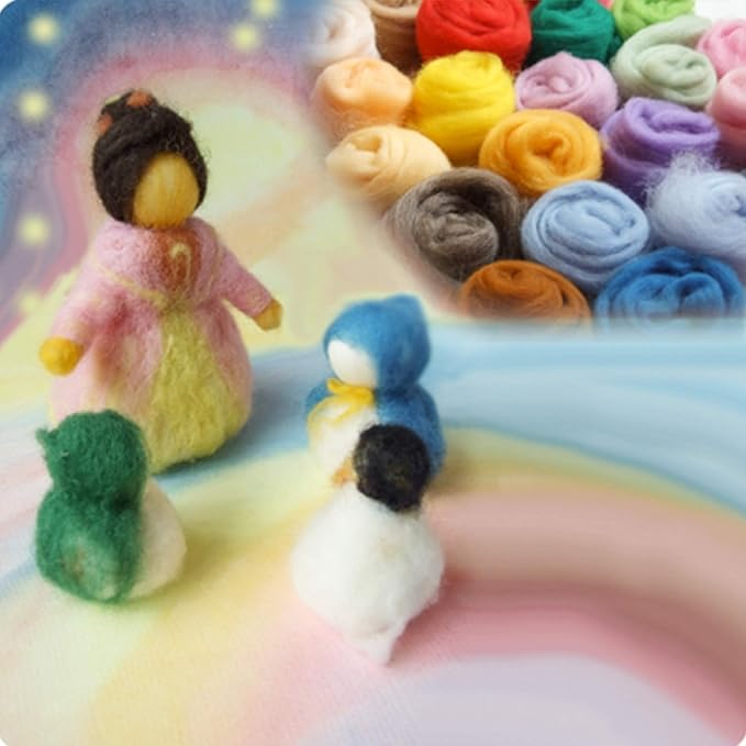 3.53oz Wool Roving Yarn, Wool Felting Supplies, Pure Wools, Chunky Yarn, Spinning Wool Roving for Needle Felting Wet Felting DIY Hand Spinning (Light Coffee)