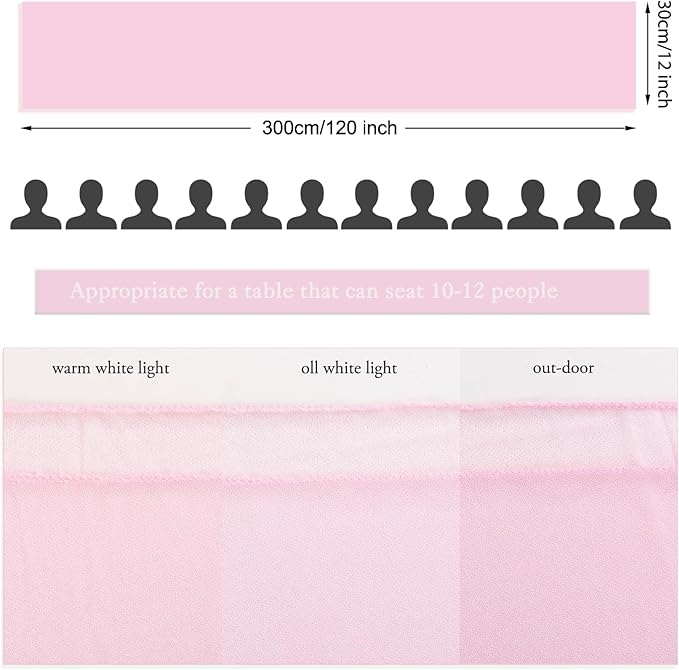 1 Pack Chiffon Table Runner Blushing Pink 12 x 120 Inches Sheer Table Runner Romantic Table Cloth for Wedding Decor 10ft Tulle Table Runner Table Decorations for Birthday Party