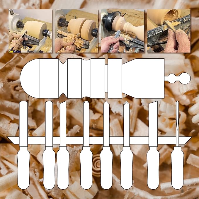 8pcs HSS Wood Turning Tools Lathe Chisel kit with Beech handle