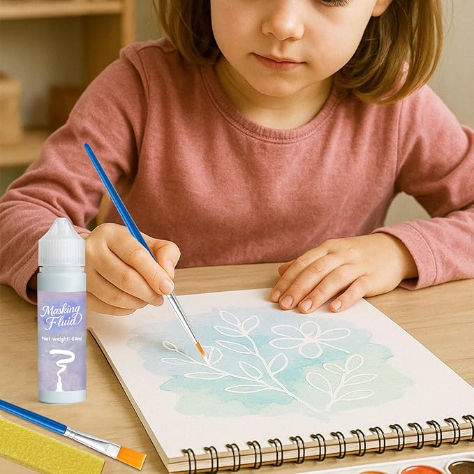 60ml Blue Masking Fluid for Watercolor Painting,Quick-Drying and Easy to Tear,No Residue,Suitable for Watercolor Painting to Prevent Accidental Staining,and Liquid Masking for Art Projects
